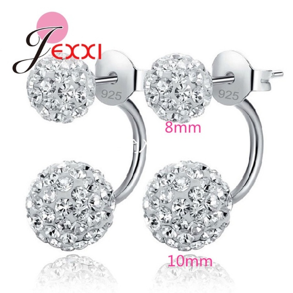 New, Sterling Silver Crystal Ball Earrings
